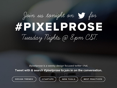 Designers Unite! #pixelprose chat designers pixel prose twitter