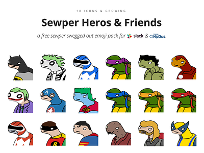 Sewper Heros & Friends emojis heros hipchat slack super super heros