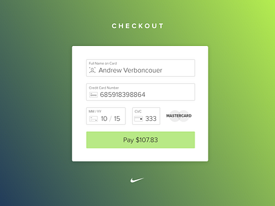 002 - Credit Card Checkout cc checkout credit card ecommerce form nike ui