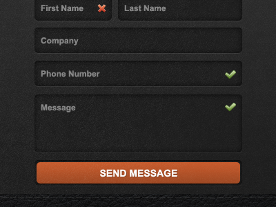 Footer Contact Form w/Validation black form input orange