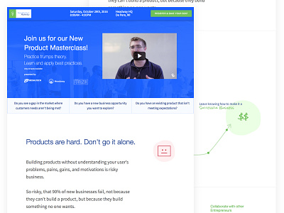 New Product Masterclass Website jobs to be done jtbd lean startup marketing marketing site new product masterclass product management site user experience ux validation website