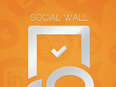 Social Wall gloss icons orange white