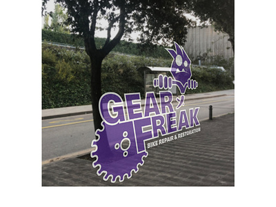 Gear Freak Logo - Widow Decal Mockup advertisement bicycle bike repair bike repair shop bike shop bikes branding decal gear freak gears graphic design illustration illustrator logo mtl graphics mtlgraphics photoshop purple repair