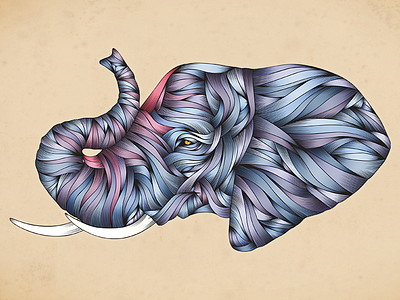 Elephant Illustration animal blue digital illustration elephant illustration lines purple vector