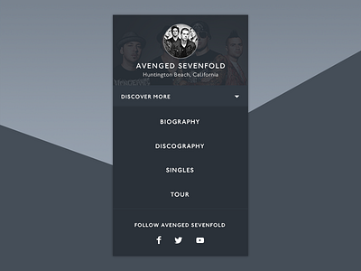 Daily UI Challenge | 027 ~ Dropdown avenged sevenfold challenge dailyui digital design dropdown ui