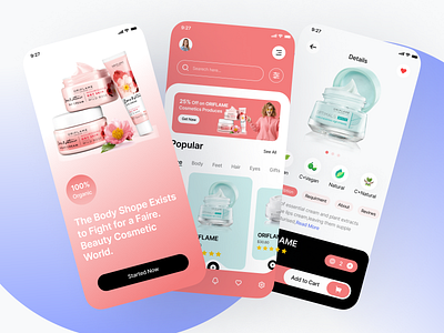 Beauty Cosmetics Product e-Commerce App app app design beauty product app cosmetics app e commerce app e shop ecommerce ecommerce app ecommerce store mobile mobile app mobile design online shop online shop app skin care app ui uiux ux