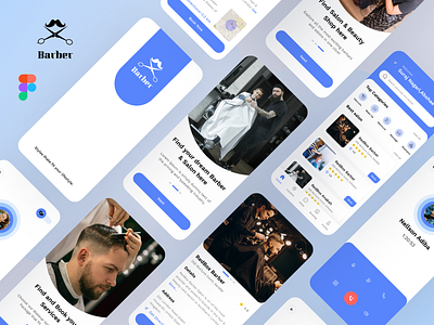 Barber - Booking app animation app application appointment barber barbers barbershop booking busines dark dark mode design haircut hiring mobile motion ui ux uxui white