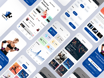 Fitness & Workout App activity app clean course design exploration fitness gym healthy ios mobile personal trainer simple sport uidesign uidesigns uxdesign weight workout yoga
