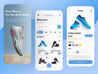 Nike Shoe Store Mobile App adidas app clean design ecommerce illustration market marketplace mobile mobile app mobile app design nike online shop shoe shoe app shoe shop shoe store ui ui design ux