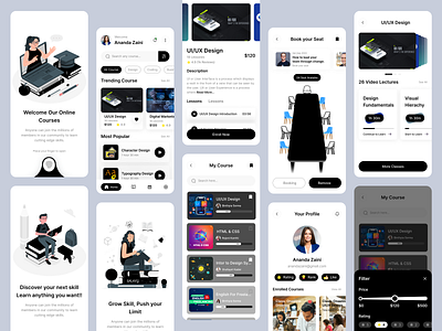 Online Course Mobile App app application clean course design e learning education exploration mobile app modern design online class online courses online school school ui ui design ui ux ux