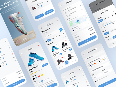 Nike Shoe Store Mobile App adidas app clean design ecommerce illustration market marketplace mobile mobile app mobile app design nike online shop shoe shoe app shoe shop shoe store ui ui design ux