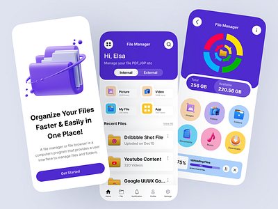 File Manager Mobile App application ui file file explorer file management file manager file sharing files folder folder design folder icon glassmorphism light ui mobile app mobile app design mobile design mobile ui soft ui ui design ux design