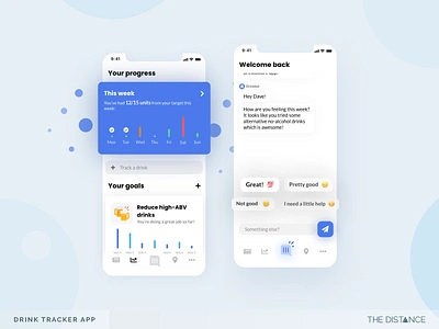 Drink Tracker App adobexd app chat app chatbot design drink goals mobile safety td thedistance ui ux