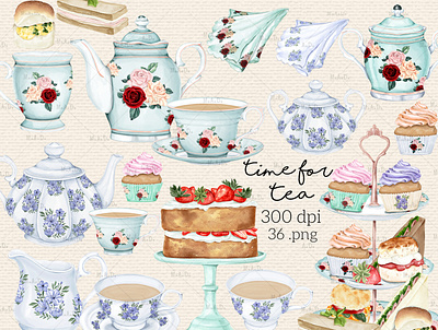 Collection of High Tea Elements Illustrations bridal tea party invite british high tea cupcake clipart digital clipart digital illustration digital watercolor illustration graphics high tea invitation graphics illustration invitation graphics kids birthday tea party png tea cup clipart teapot clipart vintage tea set watercolor clipart watercolor graphics watercolor tea clipart