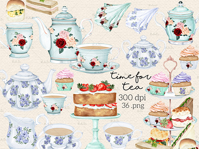 Collection of High Tea Elements Illustrations