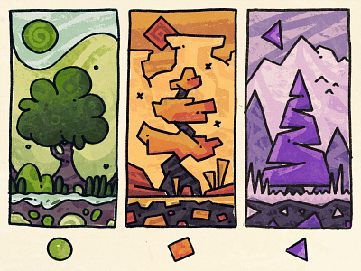 Abstract tree types | Just for fun 06 abstract alex stany basic forms brushes bush comic geometric hills illustration landscape mountain nature outline procreate shapes stones texture tree