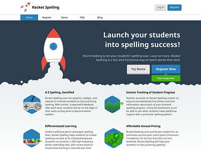 Rocket Spelling landing page