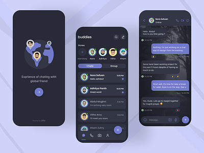 Messaging App UI Design app design app ui call app chat chating app dark group chat message app messaging messenger mobile design social app text text messege ui video call