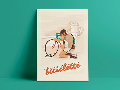 THE MAN WHISPERING AT BICYCLES art artist bike bike lover illustration illustrator love photoshop procreate vintage