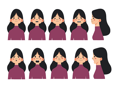 Character study after effects animation character study. pose expressions faces illustration illustrator profile