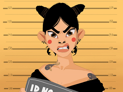 Arrested angry arrested celshade character game mugshot tattoo