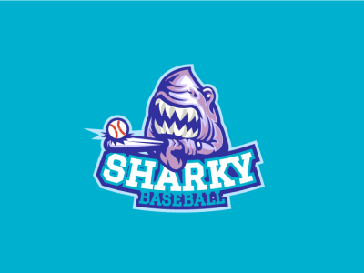 Sharky Baseball base baseball baseball bat icon shark shark logo sport