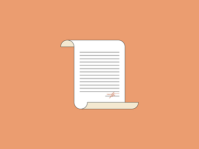 Contract 2d contract e sign flat icon illustration minimal orange paper real estate sign signature