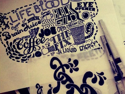 coffee design hand drawn illustration poster