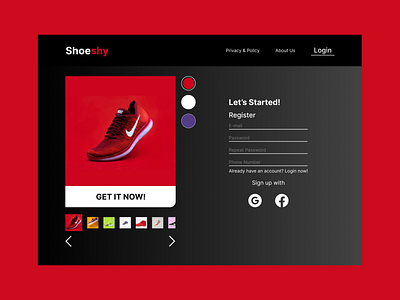 E-Commerce Landing Pages- Shoeshy Exploration Design