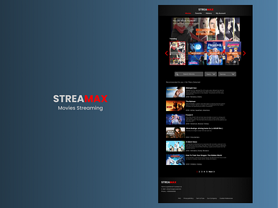 Movies Streaming Website - Streamax Exploration Design design landingpage movies netflix streaming ui ux website
