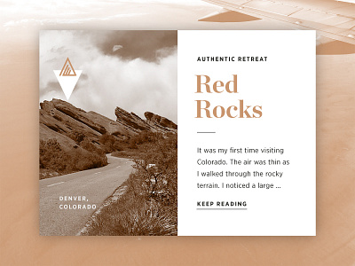 Red Rocks airplane balance card colorado gold mountains preview road typography