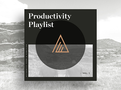 Productivity Playlist black contrast geometric gold mountains music playlist rocks shapes white