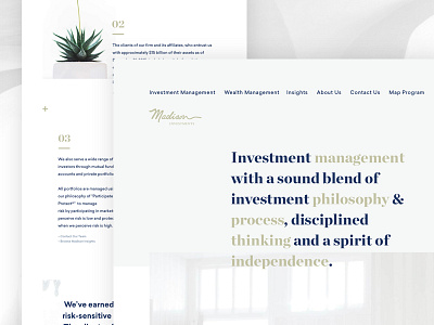 Madison Investments bright clean grid hero hierarchy layout light modern website