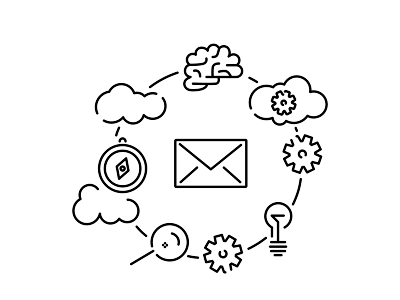 Partnering for Success eBook animation brain clouds ebook gears icons illustrations lightbulb mail process