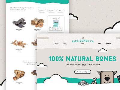 Safe Bones Co. Website Concept abstract approachable bones dog e commerce friendly fun illustration playful store treats website