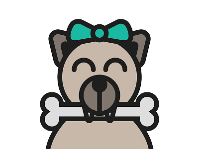 Safe Bones Illustration bone bow dog happy icon illustration puppy