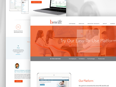 bSwift clean grey navigation orange platform ui website