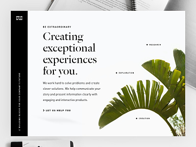 Bold Crisp Hero bold bullets clean cohesive contrast engaging hero hierarchy plant typography website white