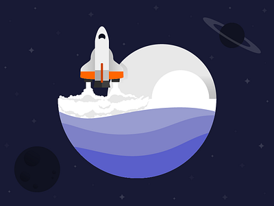 Space Shuttle Illustration galaxy illustration moon planets saturn shuttle solar system space stars take off