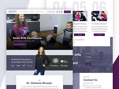 Rhoads Orthodontics clean doctor form hero modern navigation orthodontist purple responsive rhoads orthodontics sporty website