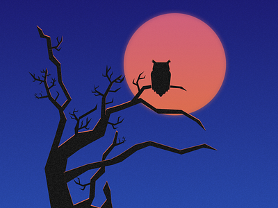 Bloody moon bird moon owl tree