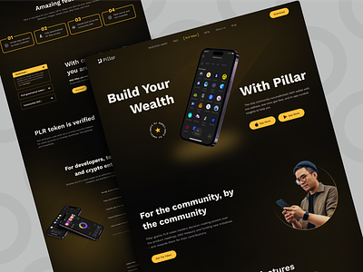 Mobile App Landing Page Redesign app blockchain clean crypto crypto wellate cryptocurrency dark dark mode landing page mobile app landing page mobile apps ui design uiux user web design website