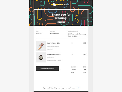 Daily UI - Email Receipt - 017 dailyui daylyui day 17 design email email receipt