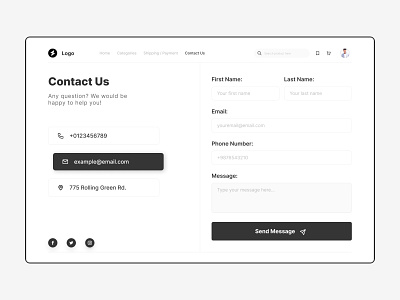 Daily UI - Contact Us - 028 app contact us contact us page dailyui day 028 design form forms
