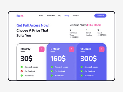 Daily UI - Pricing - 030 course dailyui design page pricing pricing page