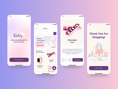 Online Store - Mobile App app design gift shop gift store mobile app online shop online store ui design ui ux design uiux valentine