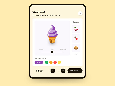 Daily UI - Customize Product - 033 033 app customize customize product daily ui 033 dailyui desert design food ice cream order order food