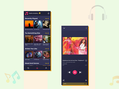 Music app dark theme dark ui ux design dark theme mobile design music app ui design mobile app