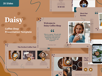 Daisy Coffee Shop Presentation Template app branding design graphic design illustration presentation template typography ui ux