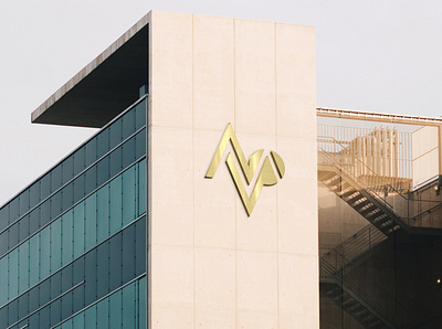 Logo on Exterior Building branding building logo design exterior golden graphic design logo logo mockup metallic ui